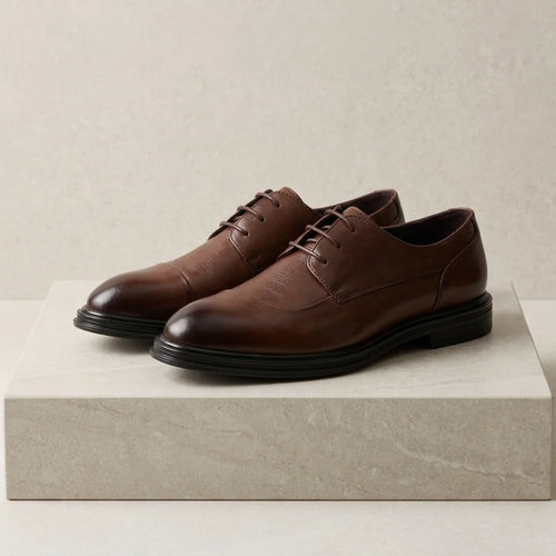 Ace Grey Leather Brogue Shoes