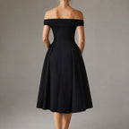 Agrigento Off Shoulder Fit and Flare Midi Dress