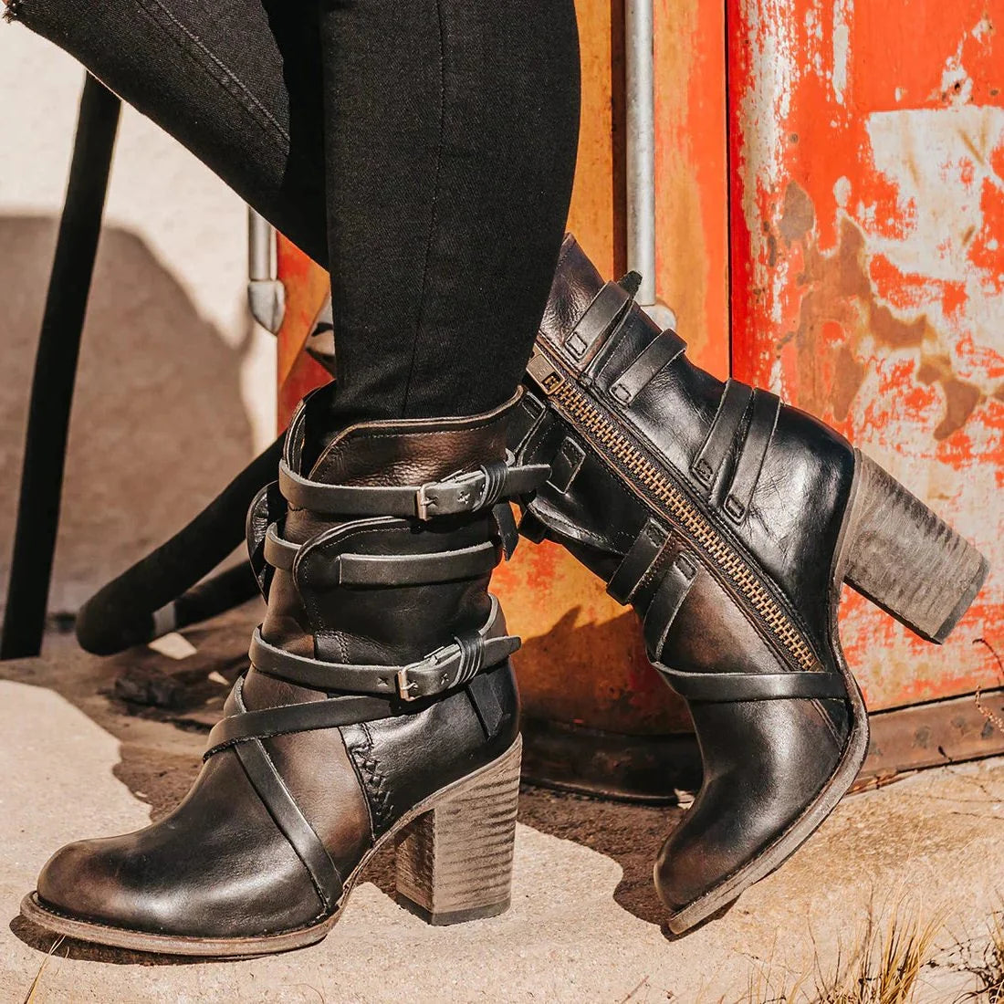 Amabelle | Suede Winter Ankle Boots with Buckle Straps for Women