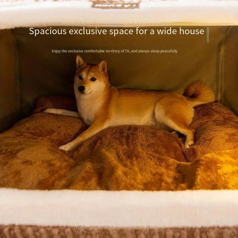 Bear-Shaped Pet Bed, Cozy Plush House for Cats & Small Dogs, Warm Thickened Winter Nest with Non-Slip Bottom, No Assembly