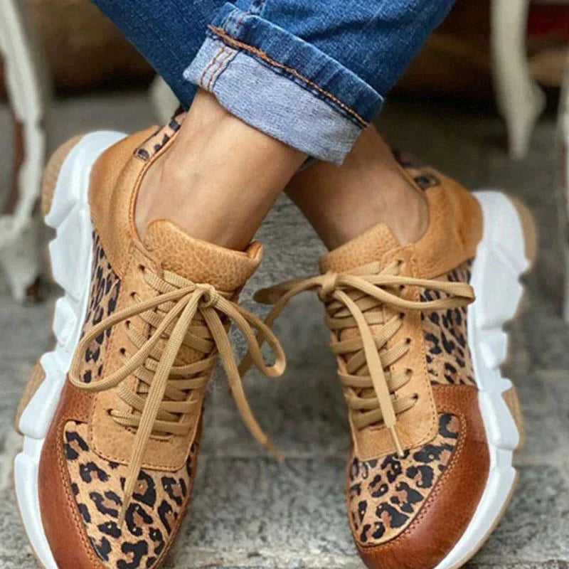 Bernadette | Leopard Print Lace-Up Sneakers for Women