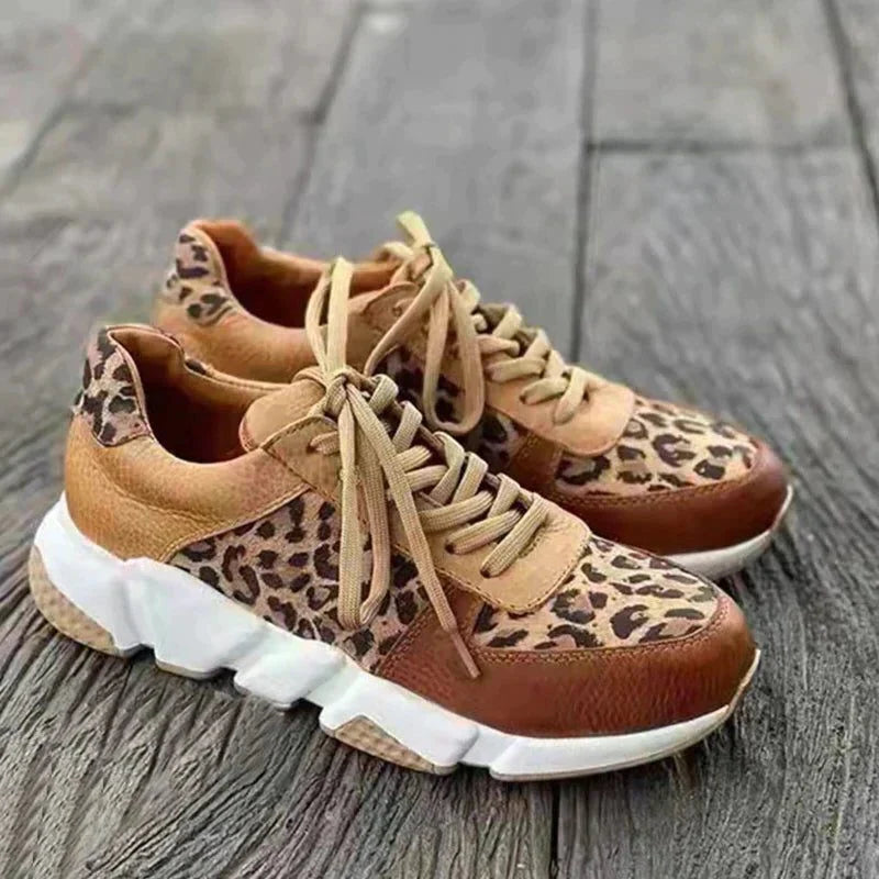 Bernadette | Leopard Print Lace-Up Sneakers for Women