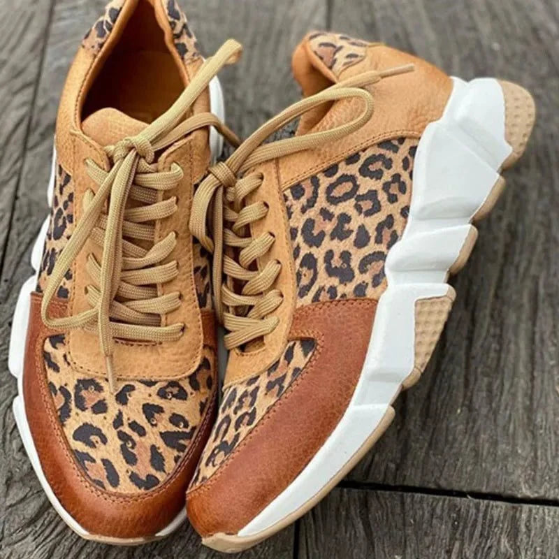 Bernadette | Leopard Print Lace-Up Sneakers for Women