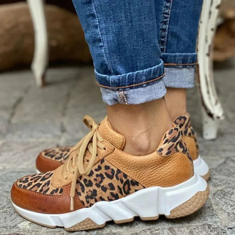 Bernadette | Leopard Print Lace-Up Sneakers for Women