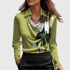 Brooklyn | Women's Pleated-Neckline Blouse with Flowing Draped Fit