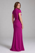 Sheath Column V Neck Short Sleeves Floor Length Mother Dresses CM0377