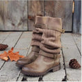 Calista | Knit Slouch Winter Boots with Buckle Strap for Women