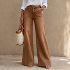 Longline Denim Look – High-Rise Wide-Leg Vintage Wash Jeans