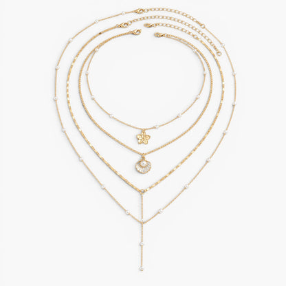 Isla Floral Pearl Layered Necklace Set