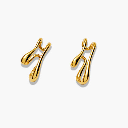 Sculptural Gold Ear Lobe Cuff Earrings