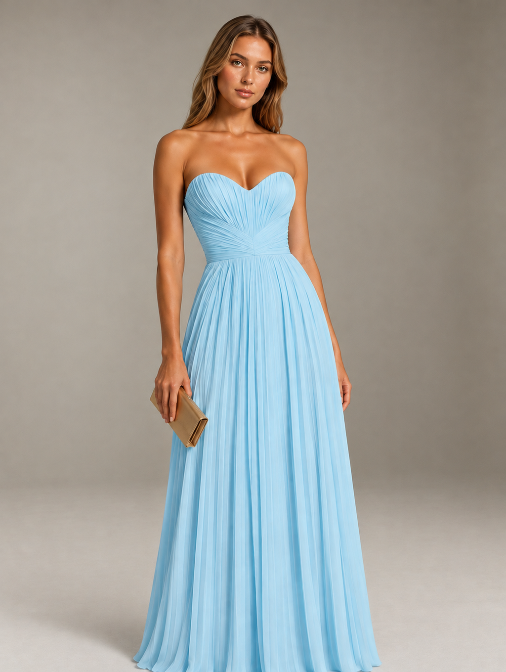 Women's Pleated Strapless A-Line Mini Dress