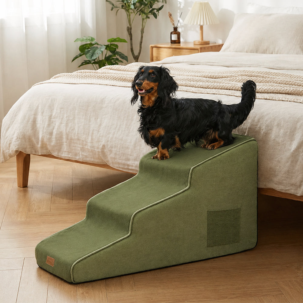 Chenille Extra Wide Non-Slip Removable Sponge Dog Stairs for Bed- SafeRamp