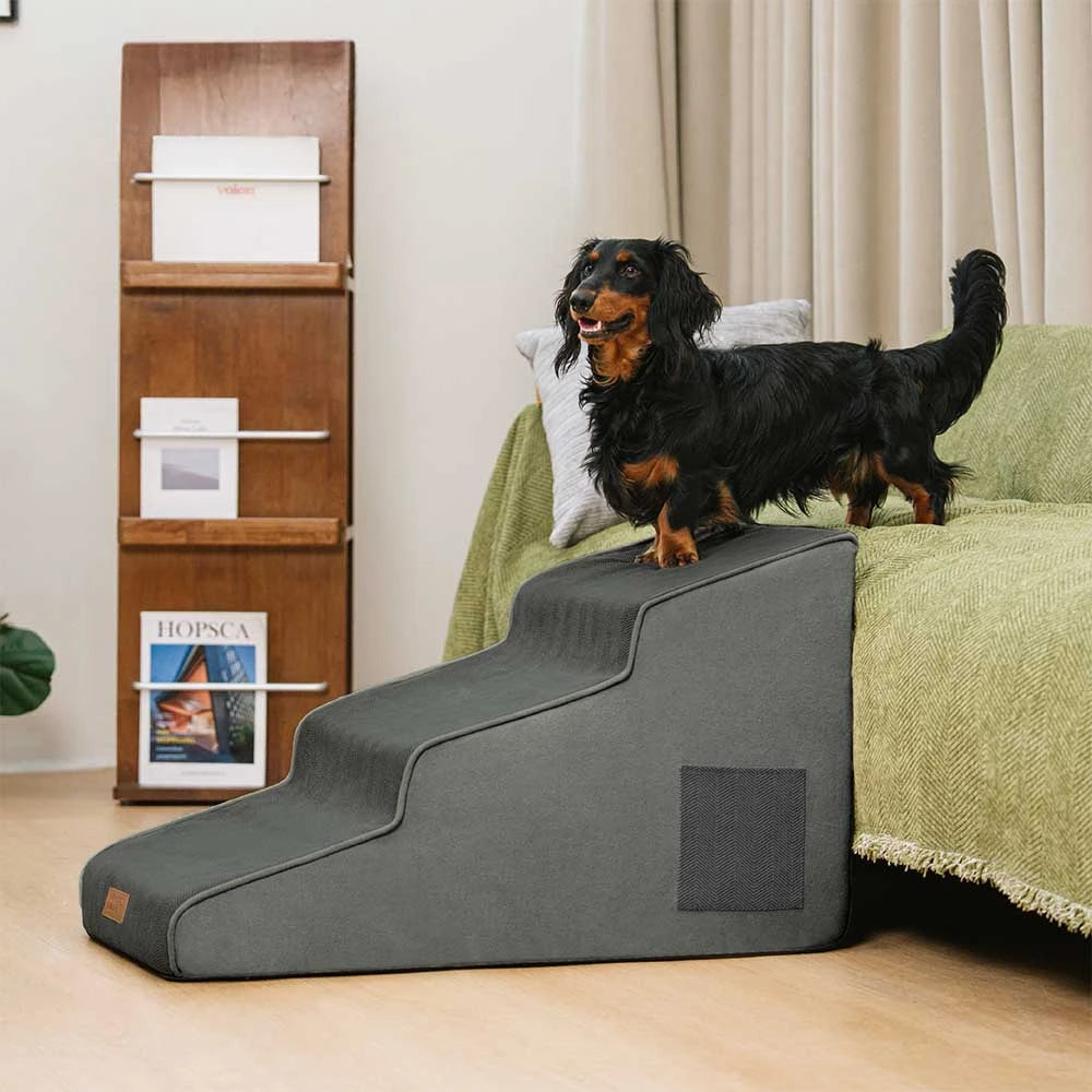 Chenille Extra Wide Non-Slip Removable Sponge Dog Stairs for Bed- SafeRamp