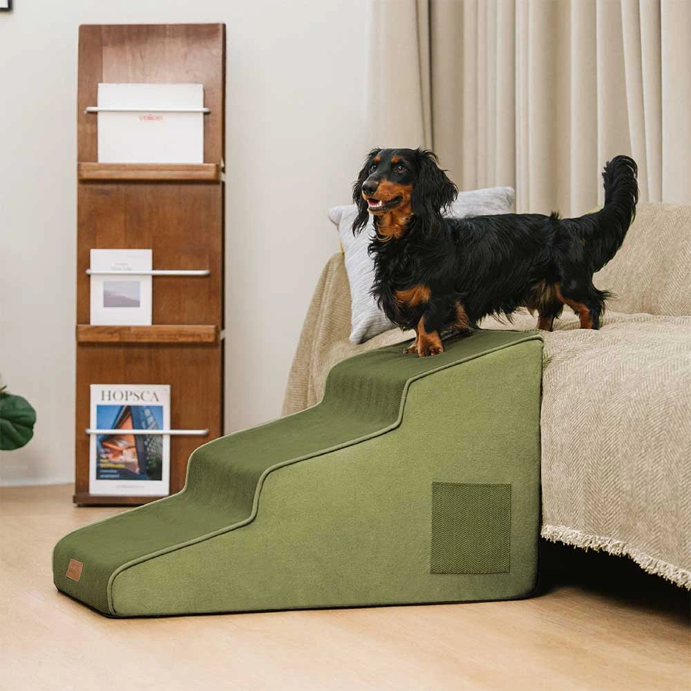 Chenille Extra Wide Non-Slip Removable Sponge Dog Stairs for Bed- SafeRamp