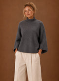 Chunky Knit Sweater for Women - Mock Neck Oversized