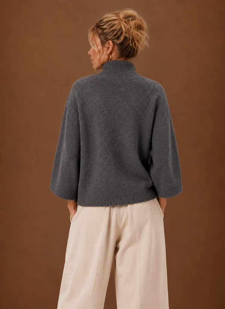 Chunky Knit Sweater for Women - Mock Neck Oversized