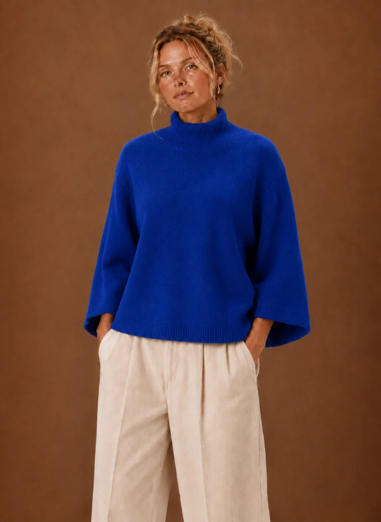 Chunky Knit Sweater for Women - Mock Neck Oversized