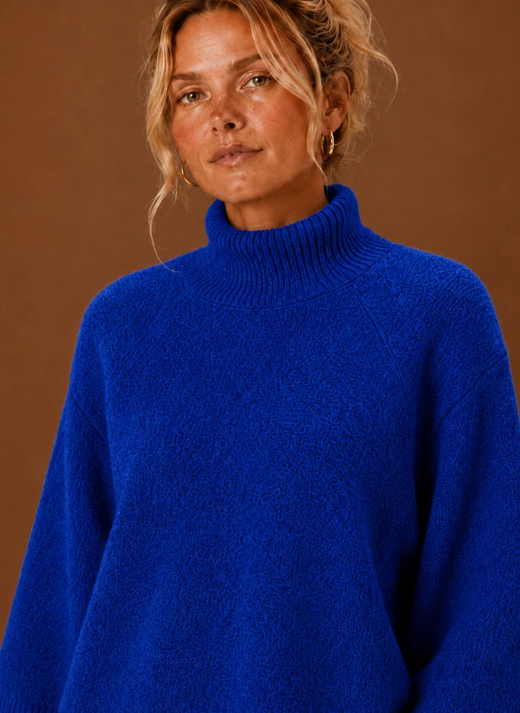 Chunky Knit Sweater for Women - Mock Neck Oversized