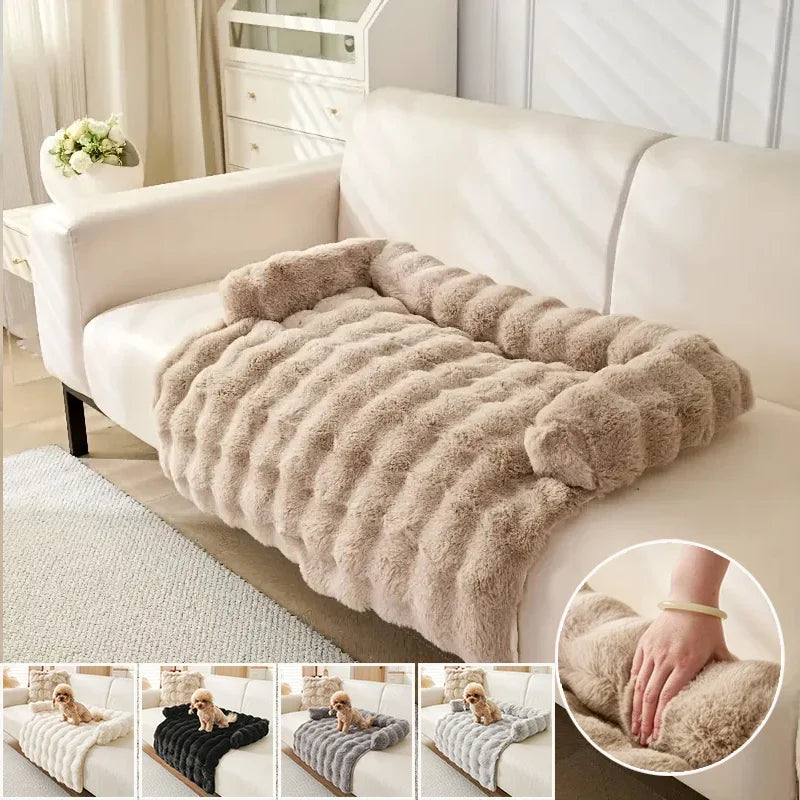 Cozy Pet Collection | Dog Bed with Luxury Faux Rabbit Fur & Coral Fleece | Soft & Washable for Ultimate Comfort