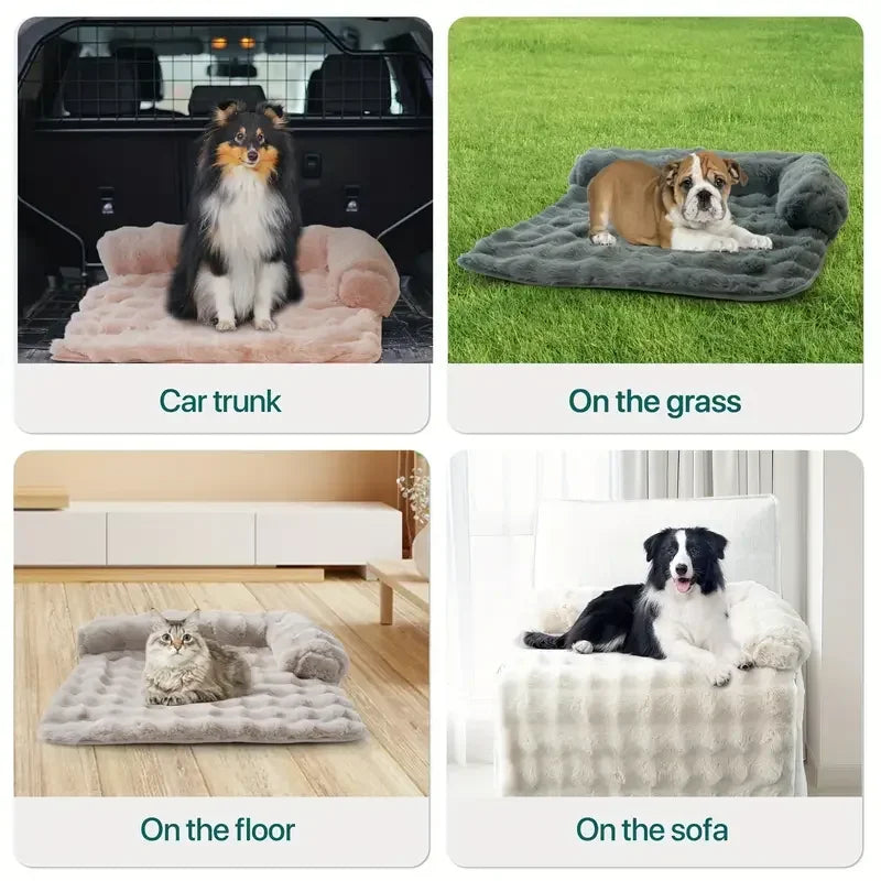 Cozy Pet Collection | Dog Bed with Luxury Faux Rabbit Fur & Coral Fleece | Soft & Washable for Ultimate Comfort