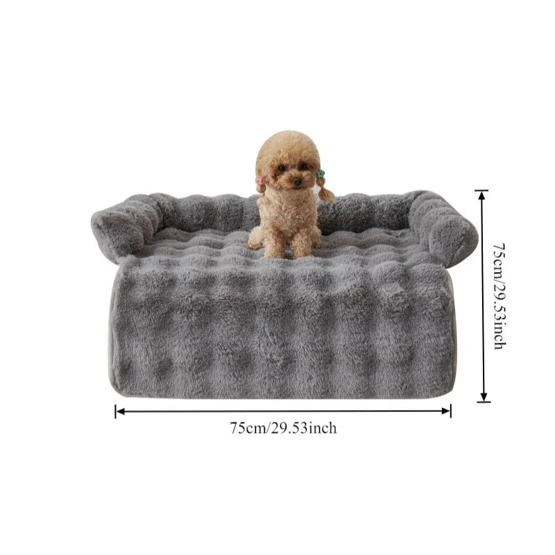 Cozy Pet Collection | Dog Bed with Luxury Faux Rabbit Fur & Coral Fleece | Soft & Washable for Ultimate Comfort