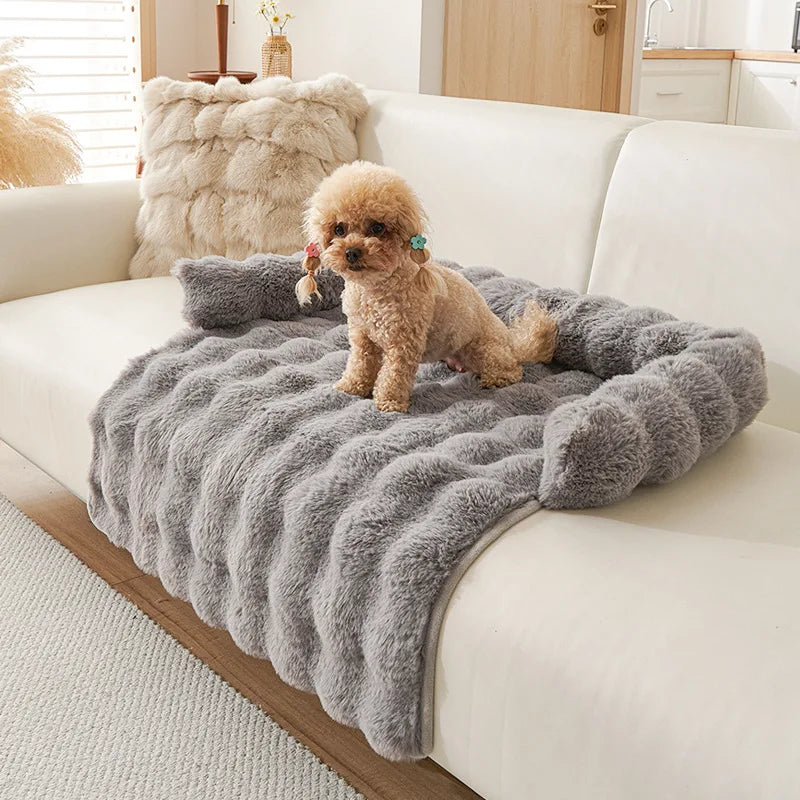 Cozy Pet Collection | Dog Bed with Luxury Faux Rabbit Fur & Coral Fleece | Soft & Washable for Ultimate Comfort
