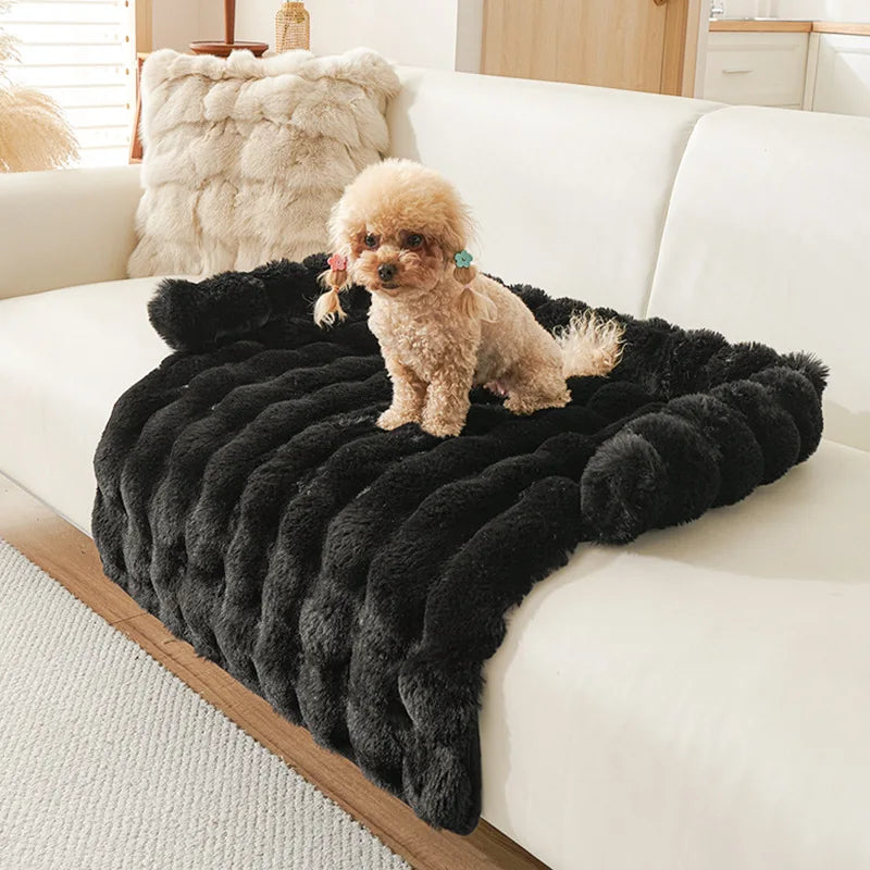 Cozy Pet Collection | Dog Bed with Luxury Faux Rabbit Fur & Coral Fleece | Soft & Washable for Ultimate Comfort