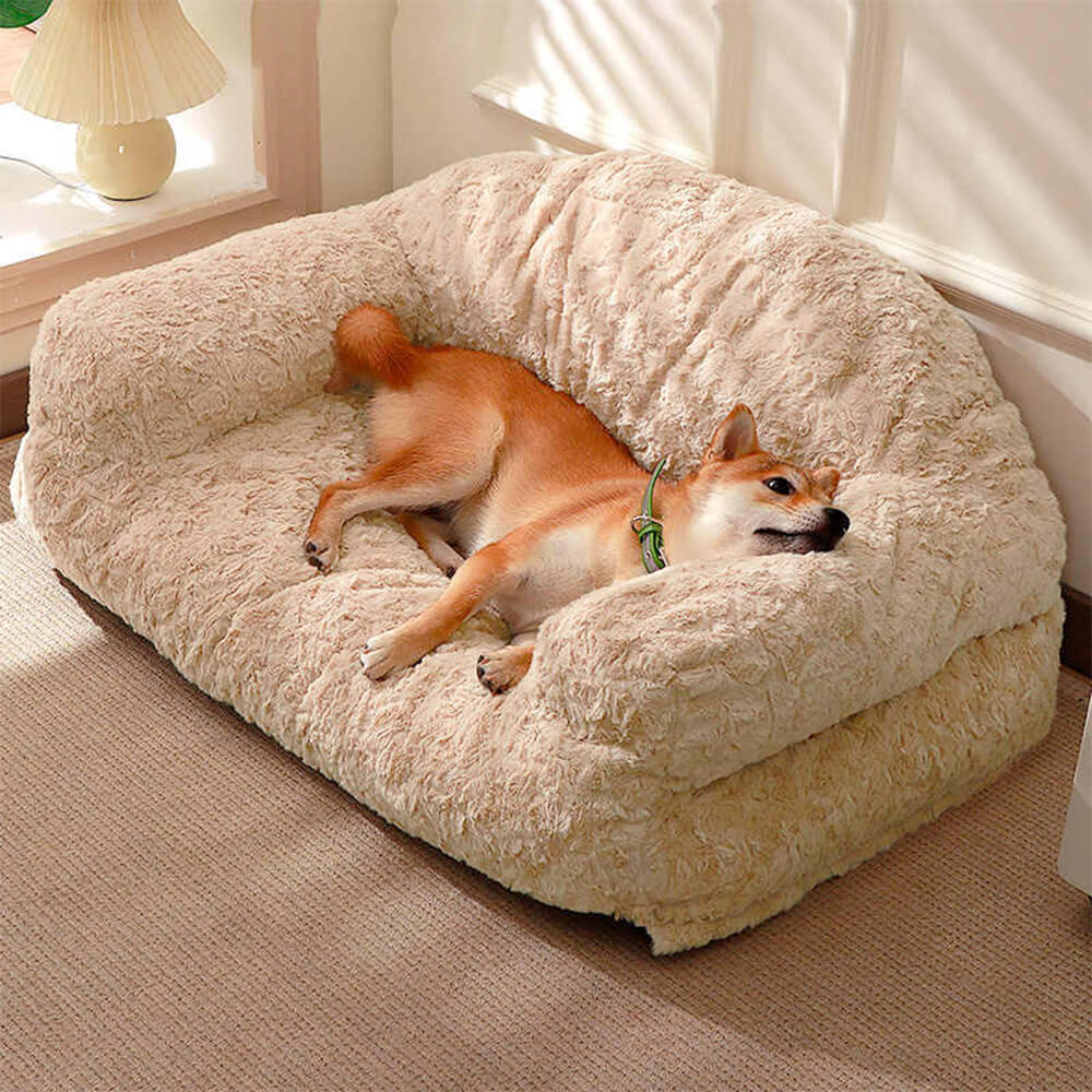 Cozy Pet Collection | Dog Bed with Ultra-Soft Faux Rabbit Fur | Removable Washable Cover for Ultimate Comfort