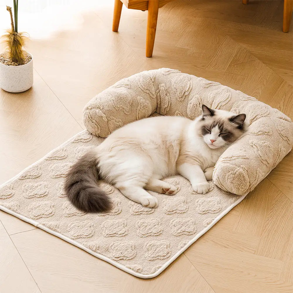 Cozy Pet Mat | Plush Non-Slip Couch Cover with Supportive Bolster | Ideal for Dogs and Cats 2
