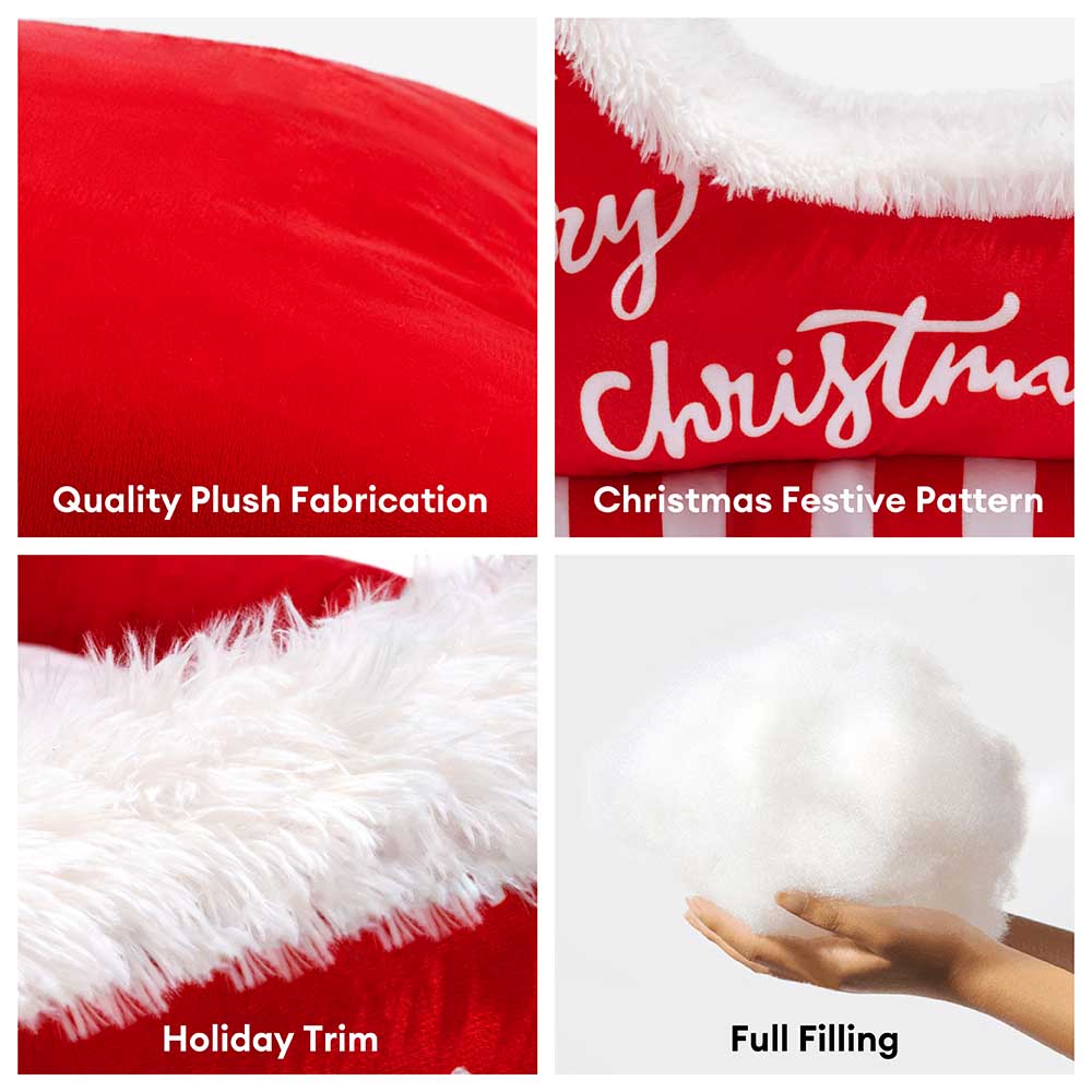 Cozy Sleigh | Dog Bed with Plush Crystal Velvet & Anti-Slip Bottom | Festive Comfort for Your Pet