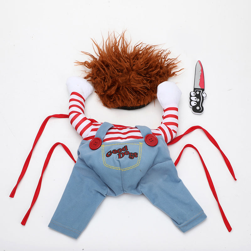 Dog Costume – Funny Halloween Pet Outfit with Wig & Knife for Small, Medium & Large Dogs