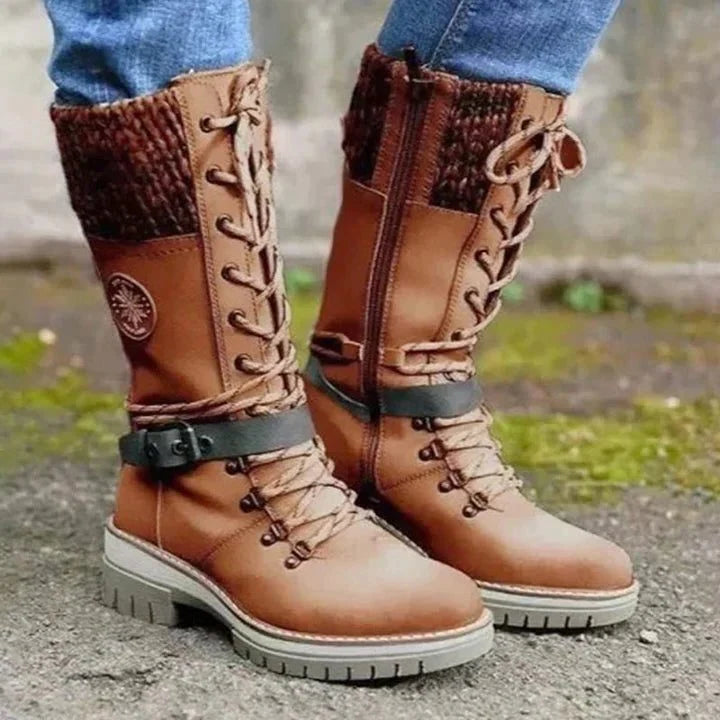 Dilan | Knee-High Winter Boots with Lace-Up for Women