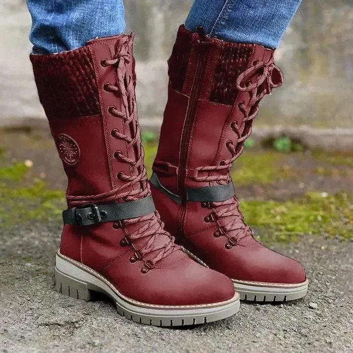 Dilan | Knee-High Winter Boots with Lace-Up for Women