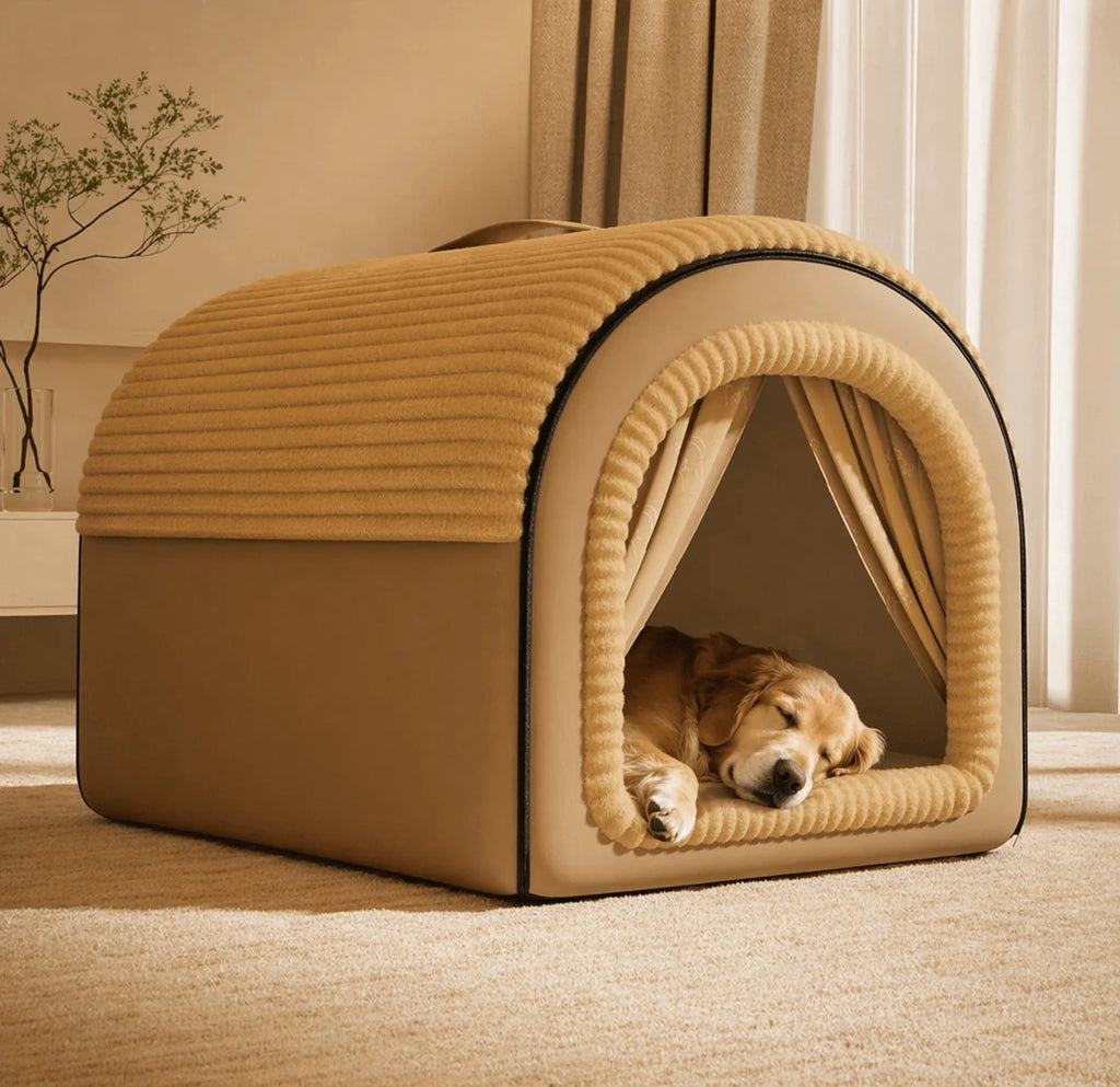 Enclosed Cottage winter Dog House Bed