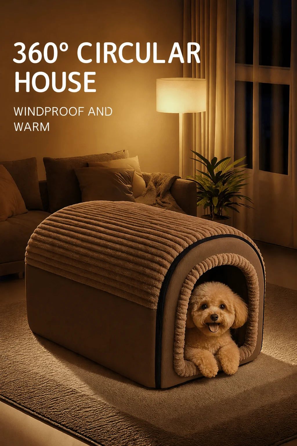 Enclosed Cottage winter Dog House Bed