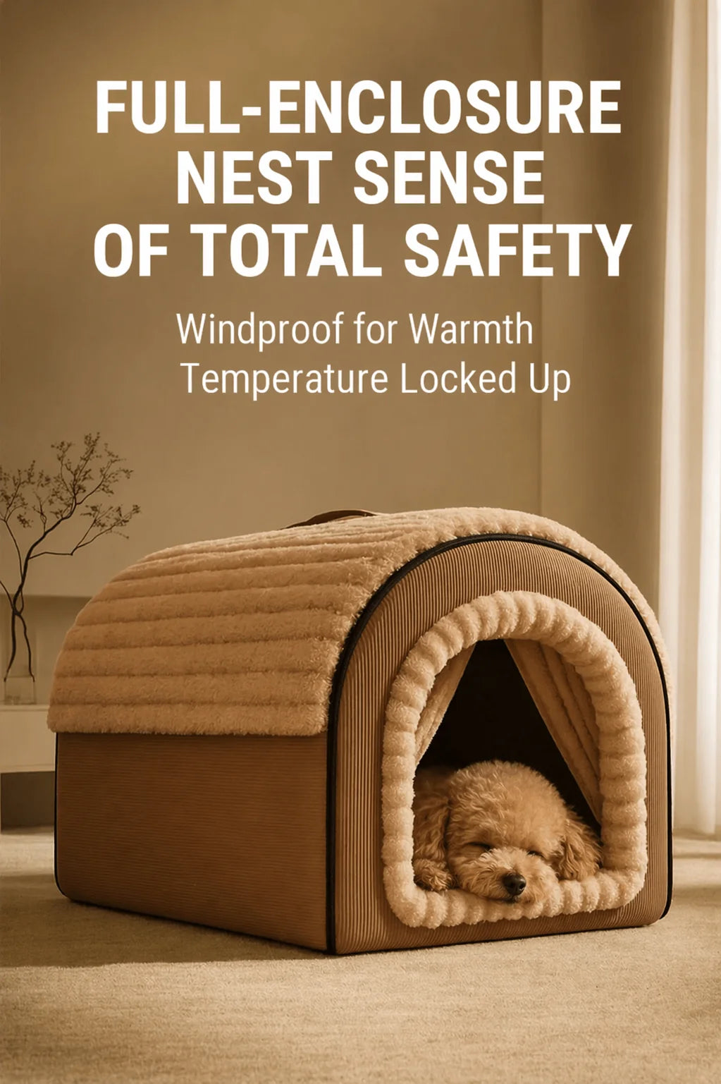 Enclosed Cottage winter Dog House Bed