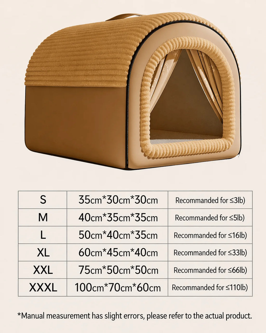 Enclosed Cottage winter Dog House Bed
