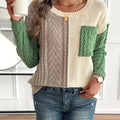 Esme | Color Block Cable Knit Sweater