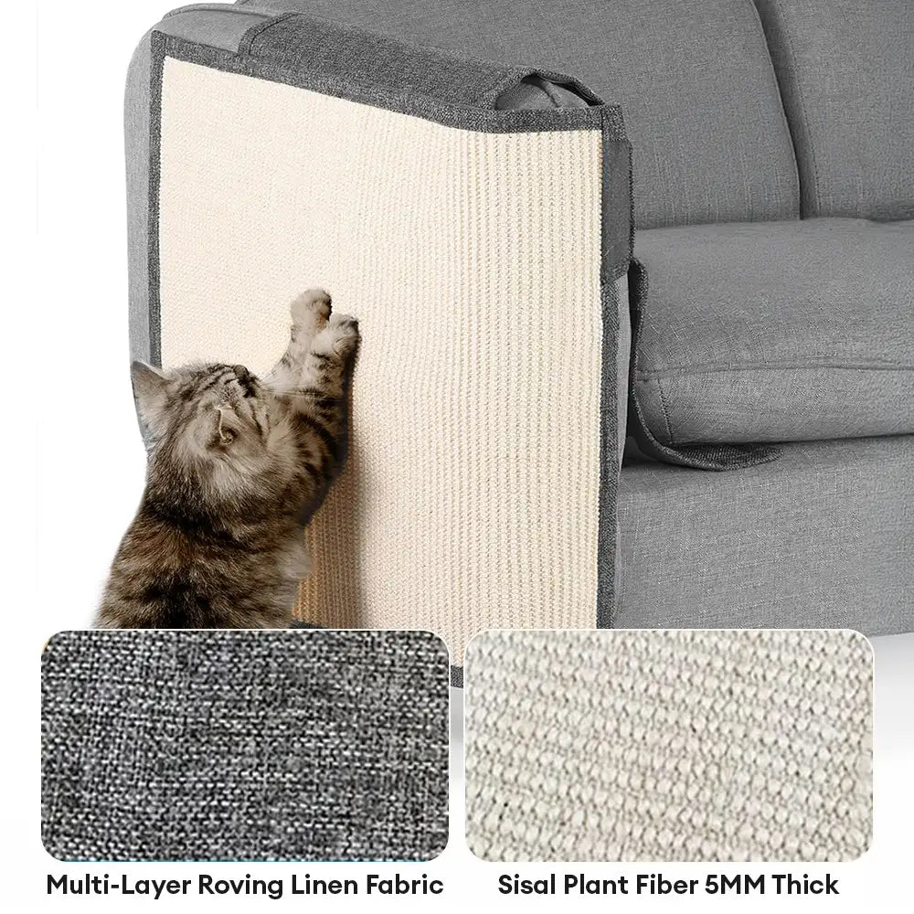 Faux Sisal Cat Scratching Post Mat with Full Armrest Coverage for Sofa Protection