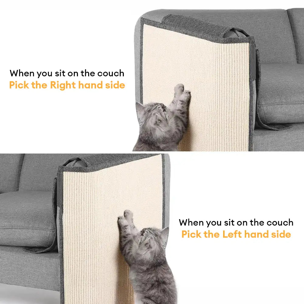 Faux Sisal Cat Scratching Post Mat with Full Armrest Coverage for Sofa Protection
