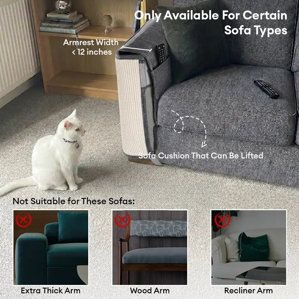 Faux Sisal Cat Scratching Post Mat with Full Armrest Coverage for Sofa Protection