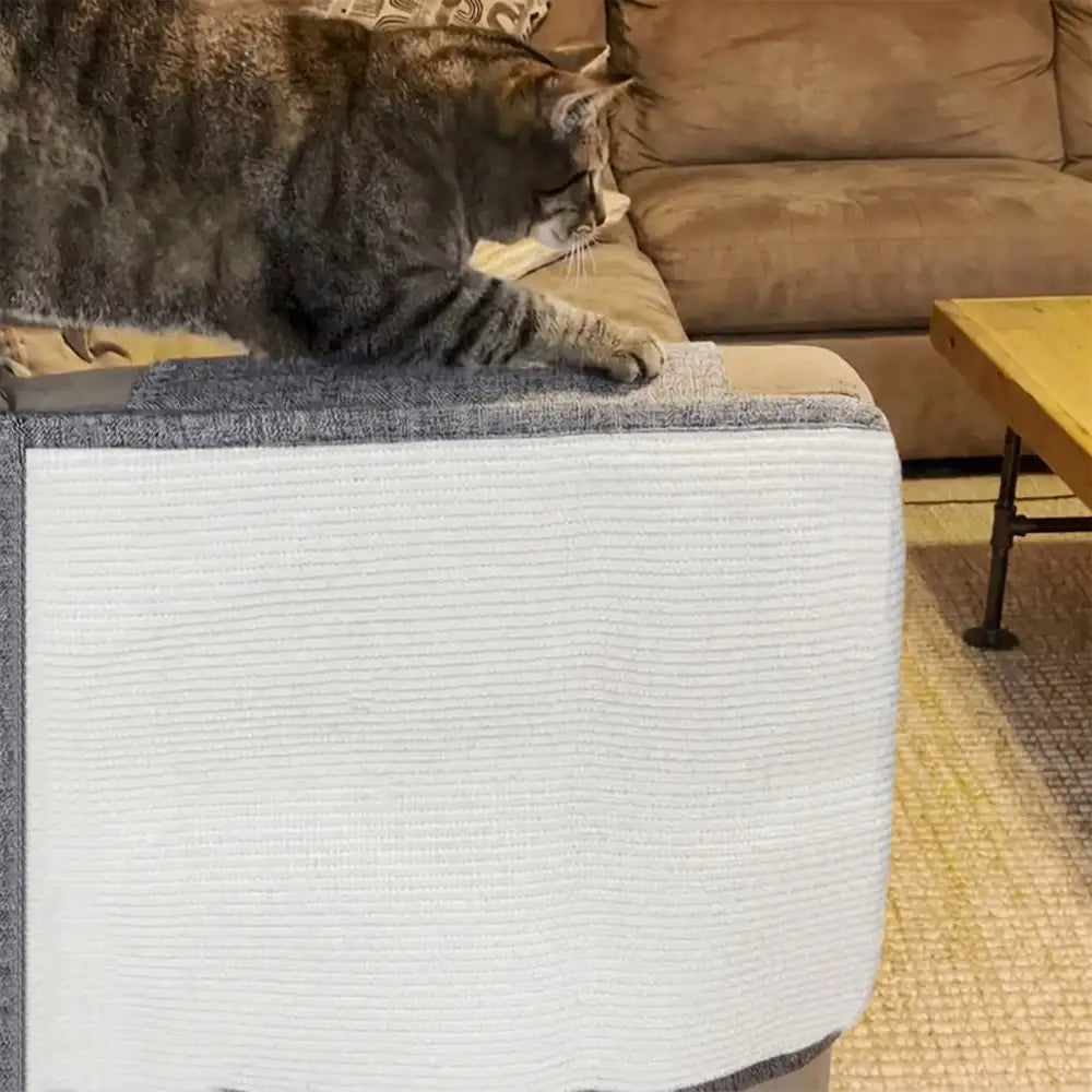 Faux Sisal Cat Scratching Post Mat with Full Armrest Coverage for Sofa Protection