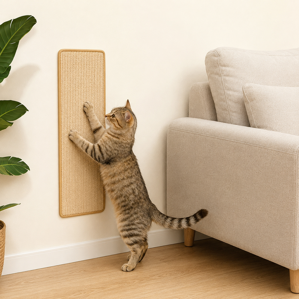 Faux Sisal Cat Scratching Post with Velcro Tape | Durable Sofa Protector for Claw Damage Prevention 0