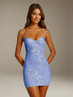 Women's Floral Mini Dress, Sweetheart Neck, Spaghetti Straps