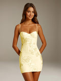 Women's Floral Mini Dress, Sweetheart Neck, Spaghetti Straps