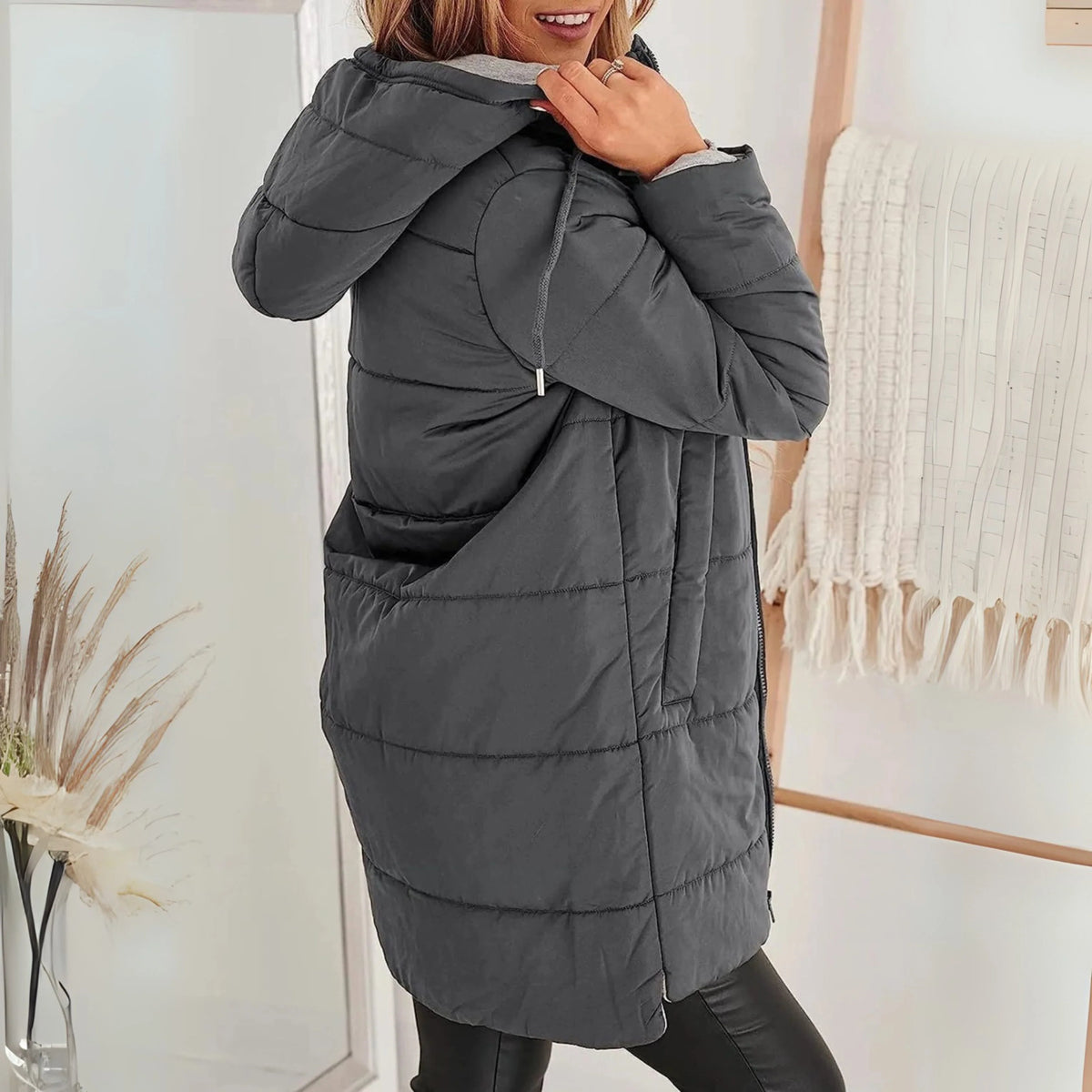 Freida | Long Puffer Jacket with Hood for Women