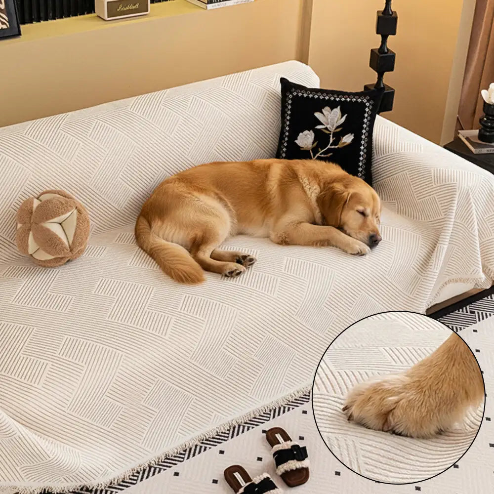 Striped Chenille Sofa Cover – Scratch-Resistant Couch Throw for Pets - view 2