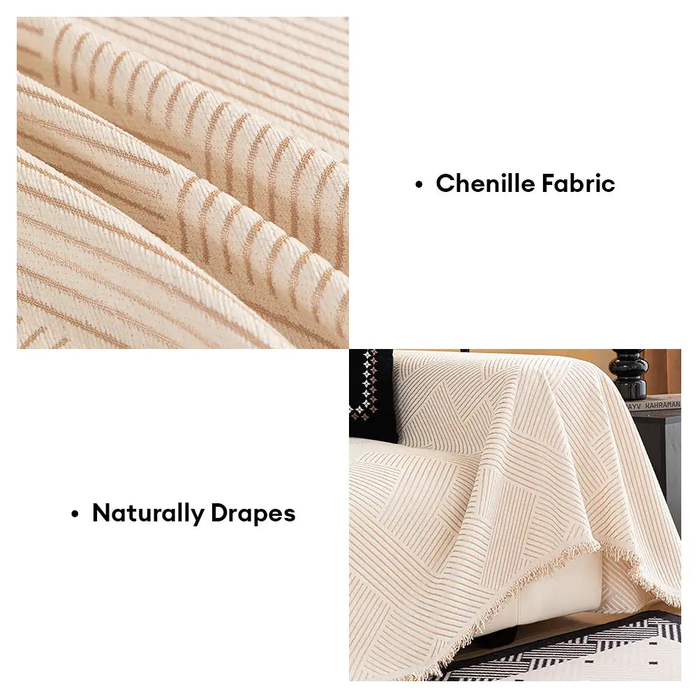 Striped Chenille Sofa Cover – Scratch-Resistant Couch Throw for Pets - view 4