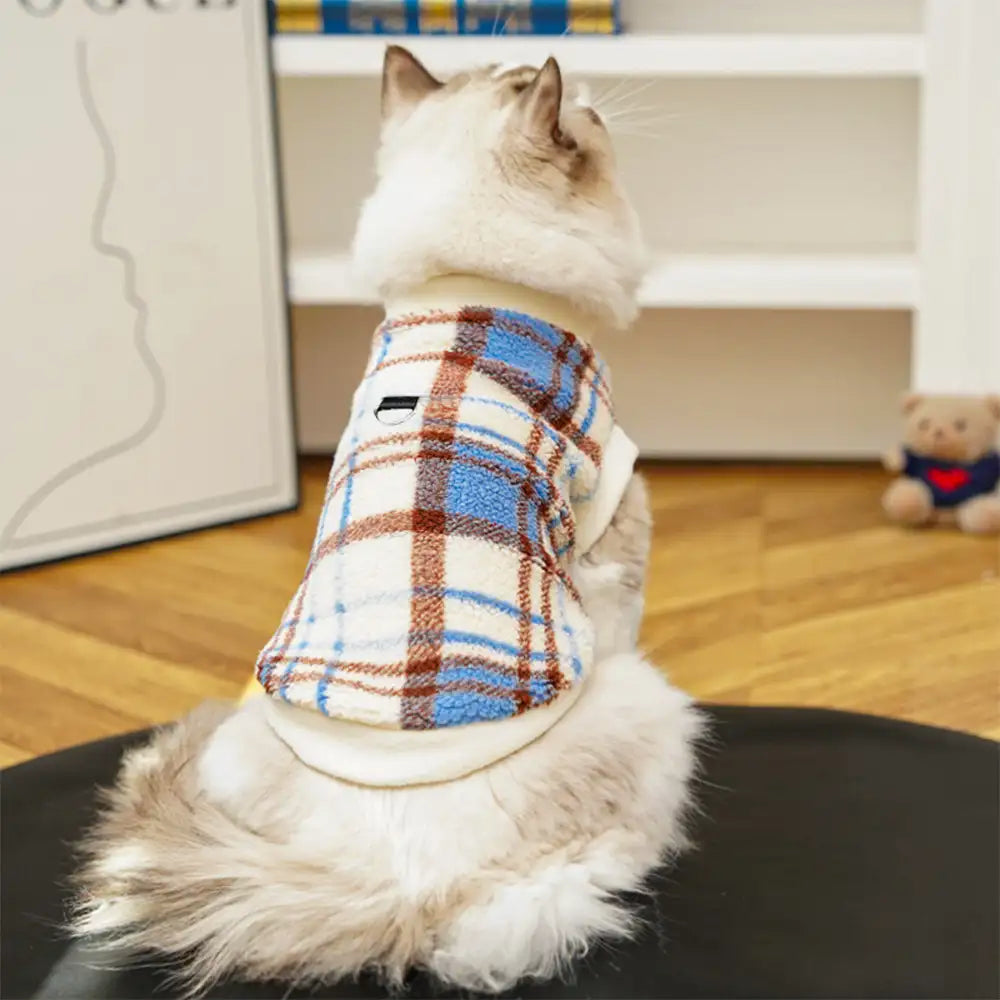 Plaid Dog Sweater – Warm Plush Winter Coat with Leash Opening, XS to 8XL - view 13