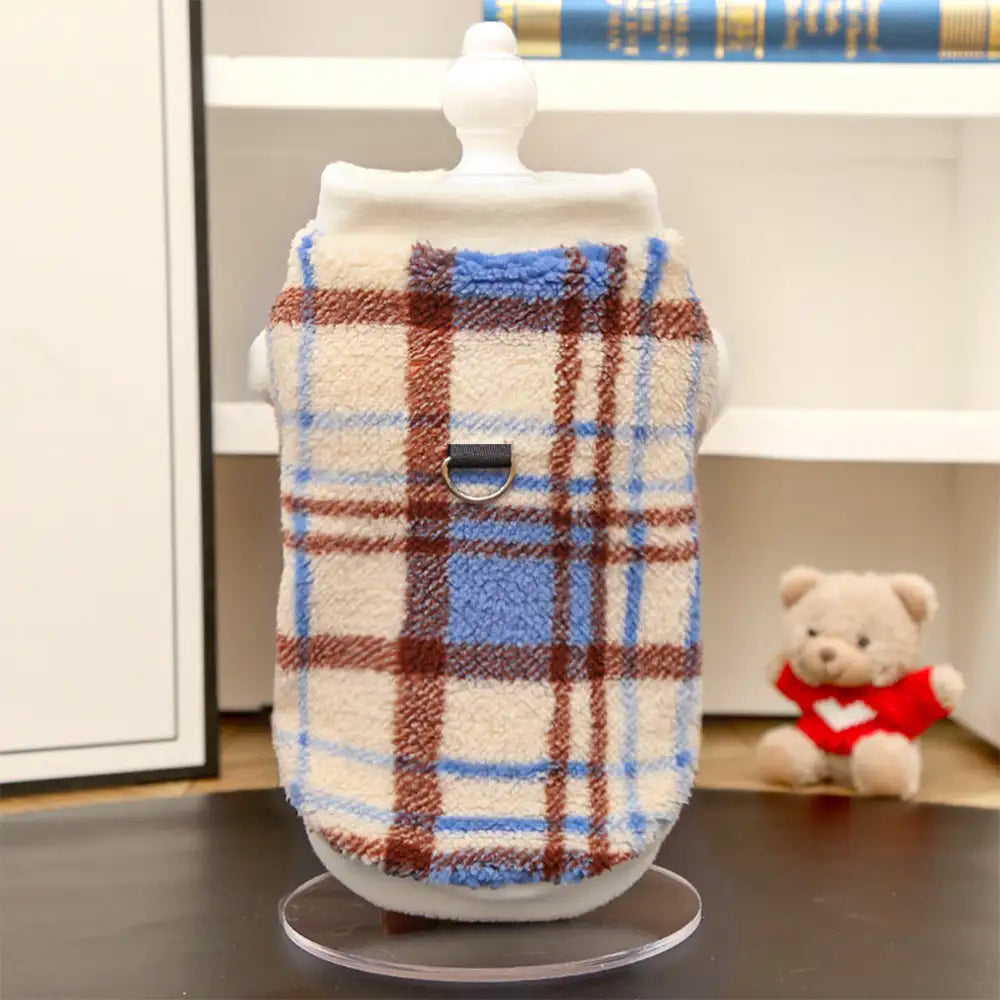 Plaid Dog Sweater – Warm Plush Winter Coat with Leash Opening, XS to 8XL - view 11